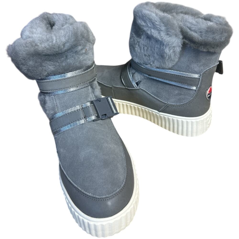 Pajar Calsey Boots Womens 9 9.5 EU 40 Gray Suede Sheepskin Waterproof NWT